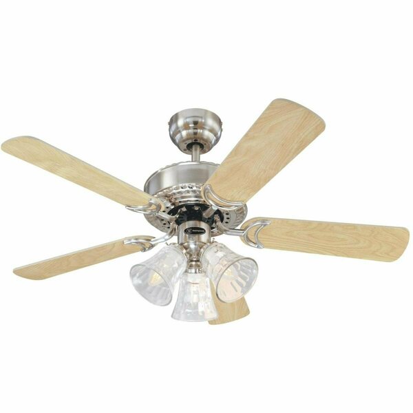 Brightbomb 42 in. Ceiling Fan, Dimmable LED Light Fixture Brushed Nickel Finish Light Maple & Birds Eye BR2690188